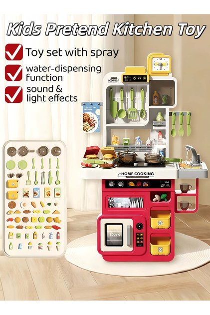 Kids Pretend Kitchen Toy,Kitchen Toy Set,82cm High Kitchen Playset for Kids Kitchen Accessories Toys