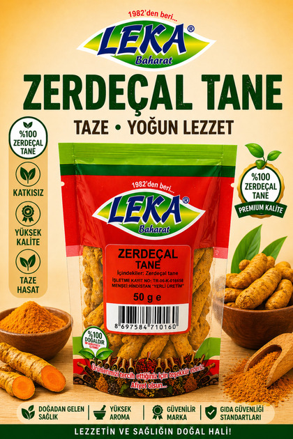 Doğal Zerdeçal Tane 50 g | Kurutulmuş Saf Zerdeçal Kökü – Katkısız ve Aromatik Baharat