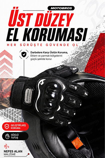 Motosiklet Eldiveni Motorcu Eldiveni Terletmez Güçlendirilmiş Korumalı Avuç içi Korumalı Dokunmatikli Kaydırmaz EN-3