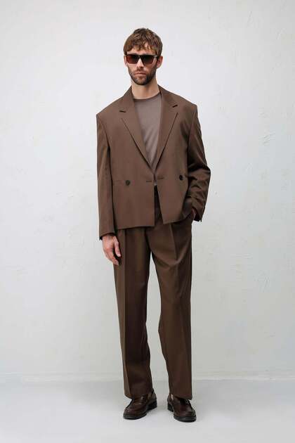 Kahve Relaxed Fit Erkek Blazer Ceket