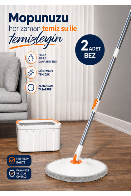 MOPPAK Otomatik Mop Temizlik Seti Temiz&kirli Su Ayrımı Mikrofiber