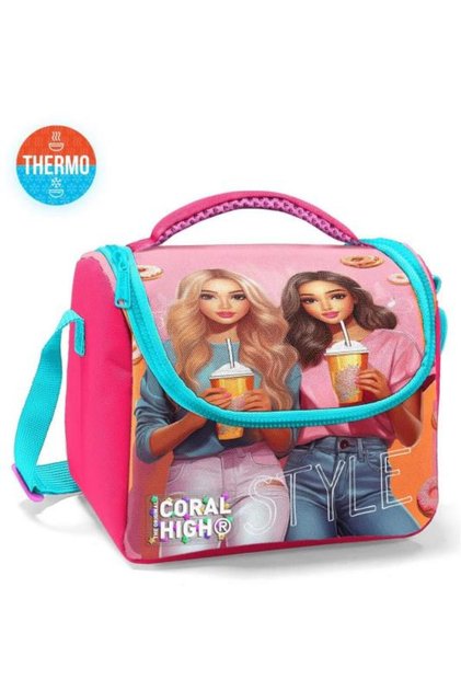 Kids Pembe Neon Mercan Fashion Girl Desenli Thermo Beslenme Çantası 22769