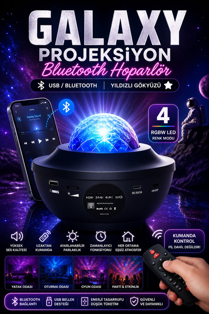 nextbuy Yıldızlı Galaxy Projektör Okyanus Su Dalgası Projeksiyon