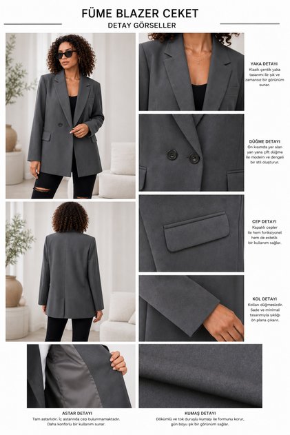 Kadın Oversize Çift Düğme Blazer Ceket