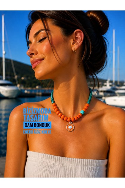 Bodrum Glass Bead Serenay Glass Necklace Evil Eye Bead Necklace