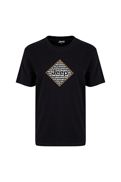 Jeep Bisiklet Yaka Baskılı Lacivert Erkek T-Shirt J5SM-TST7351