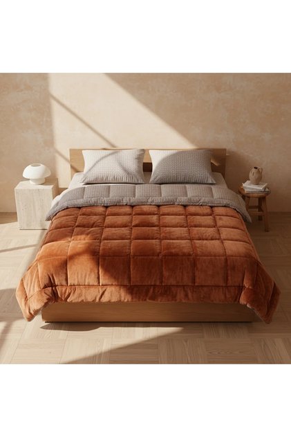 Çift Kişilik Çift Taraflı Welsoft Comforter Yorgan Seti Turuncu 195x215 cm - Dormio Soft Trigo Serisi
