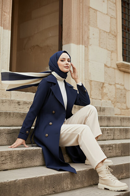 Zeneva Collection Lacivert - %100 Pamuk (120cm) Tam Kalıp Kadın