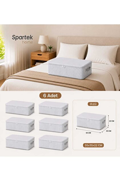 6 Pieces - Anthracite Striped Underbed Storage Box and Sofa Bed Type Storage Box 55X35X22 cm Patterned