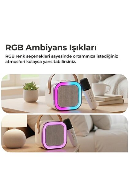Torima Bluetooth Hoparlör Mikrofonlu Rgb Işıklı Speaker K12 Beyaz