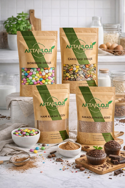 4'lü Çikolatalı Pasta Süsü Avantaj Seti 180 Gr | Ham Kakao Tozu 30 Gr, Bonibon Çikolata Draje 50 Gr, Çakıltaşı Draje 50 Gr, Renkli Pasta Süsü 50 Gr