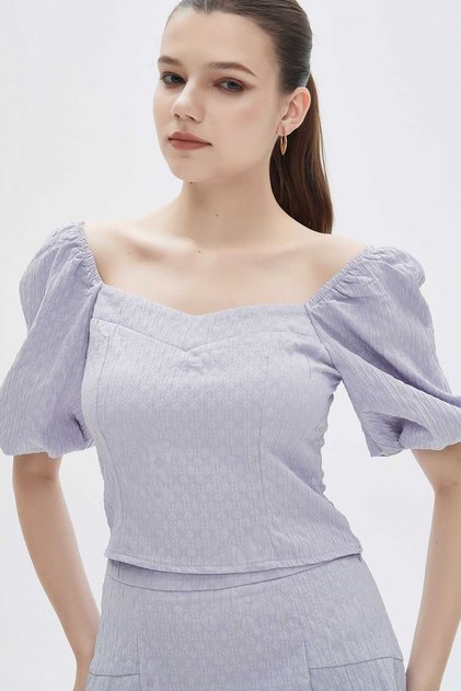 Off-Shoulder Cropped Women's Blouse with Half Sleeves