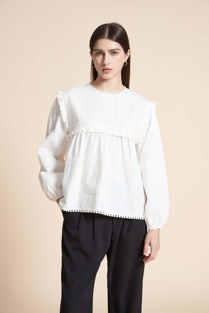Plain Blouse with Long Sleeves