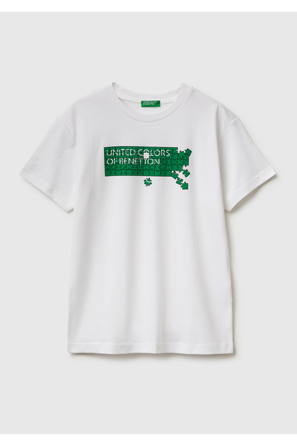United Colors of Benetton Beyaz Erkek Çocuk Baskılı T-Shirt