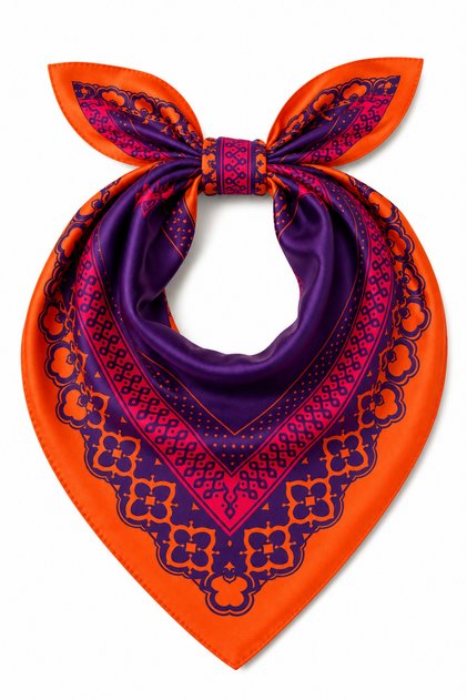 Orange patterned colorful modal women's scarf bandana 50x50 cm standard size hair neck bag accessory