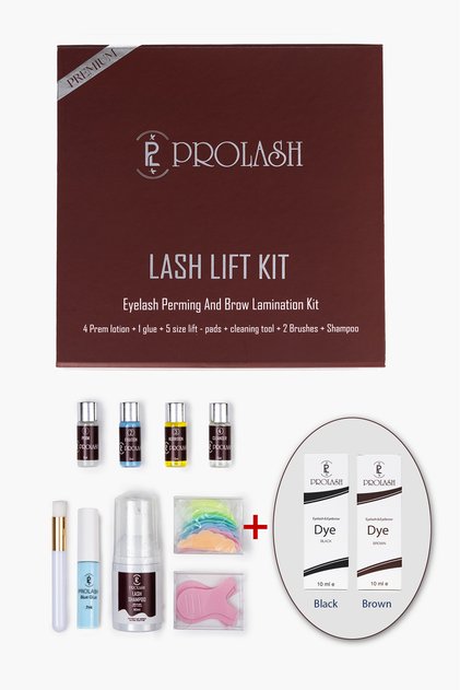 Full Set Eyelash Lifting Set, Black And Brown Eyebrow Eyelash Dye - Eyelash Perm Set