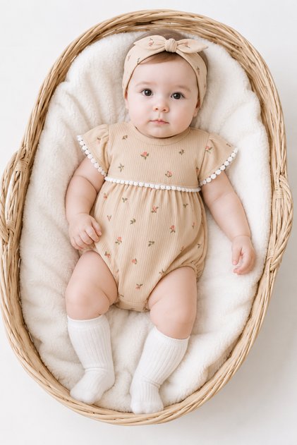 Baby Girl 3 Piece Summer Romper with Socks Bandana Newborn Jumpsuit Body Baby Gift
