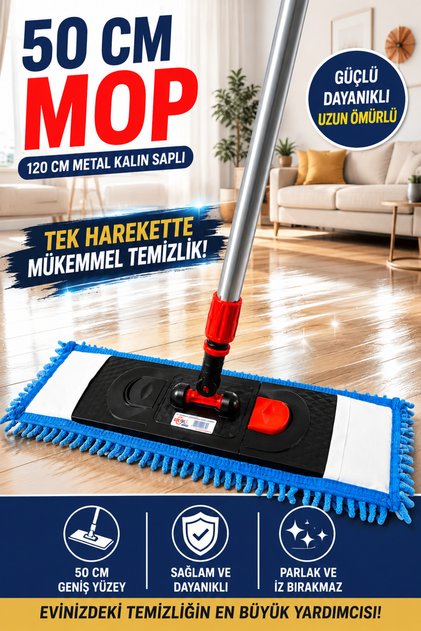 ŞÖNİL SET || 1 Takım ⭐50 Cm Makarna Mop + Palet Aparat + Metal Sap Duvar Temizliği Makinede Yıkanabilir⭐ Toz Alma Kurulama Mop Temizlik Mopu Ev Silme Duvar Silme Kurumsal Temizlik MİKROFİBER MOP