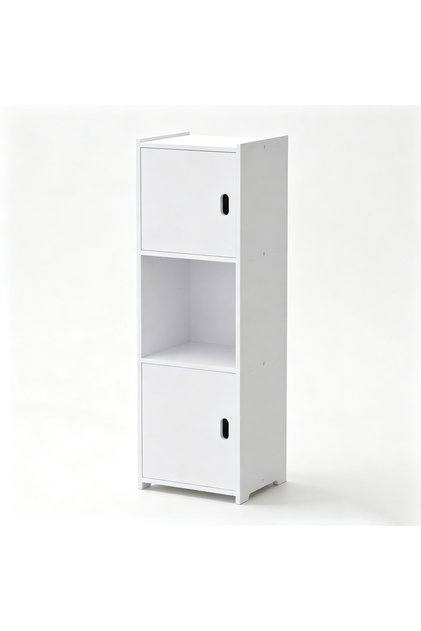 FFD Slim PVC Bathroom Floor Cabinet – 80cm Tall White Waterproof Storage Organizer