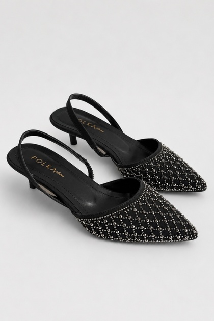Rochie de seară cu bandă stiletto, cu vârf ascuțit, cu spatele deschis, cu sclipici, pantofi de damă cu toc scurt