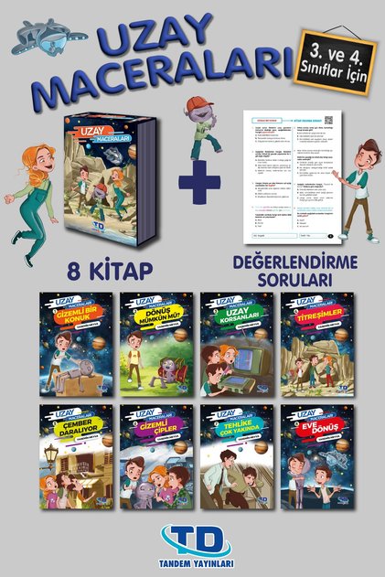 Uzay Maceraları 3. Ve 4.sınıf 8 Kitap Kutulu Okuma Seti + değerlendirme soruları