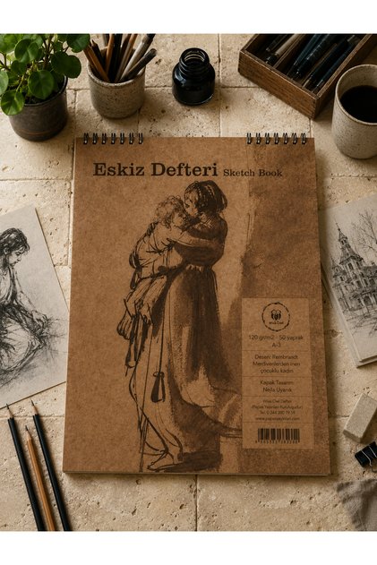 A3/50 Yp/120 Gr/ Siyah Spiralli Eskiz Defteri Sketch Book