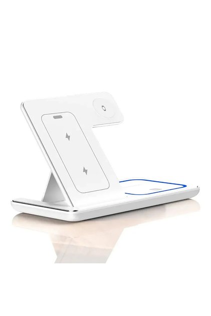 White 30W 3 in 1 Foldable Magnetic Wireless Charger Stand For iPhone 16 15 14 13 Pro Max Apple Watch