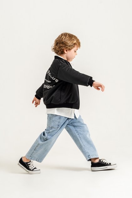 Boy's Bomber Jacket, Shirt, Wide Leg Jeans, 3-Piece Set 9102 Spr