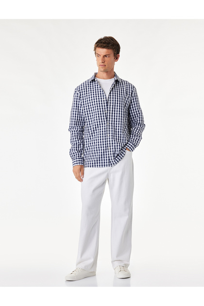 Classic Collar Long Sleeve Regular Fit Gingham Shirt