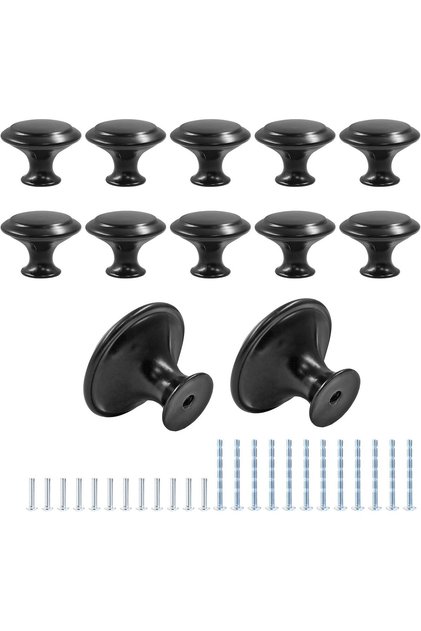Black 12pcs Drawer Knobs Cabinet Handles Cupboard Drawer Kitchen Stainless Steel DIY Drawer Knob Kit