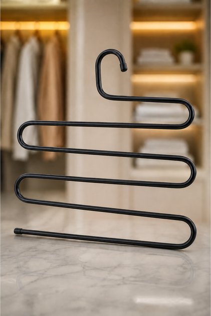 1 Piece Black Metal Clothes Hanger 5-Tier Shawl Hanger Scarf Pants Hanger Closet Organization