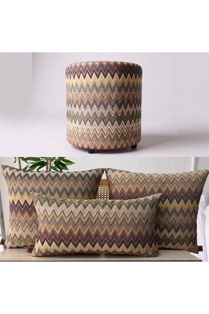 Decorative Cushion Cover, High-Quality Woven Fabric, Combination Pouf Set of 4
