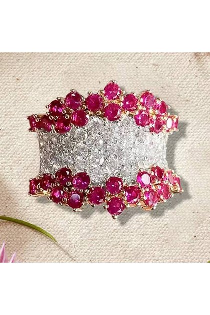 10 DJ243 Huitan Aesthetic Design Women Two Tone Ring for Wedding Trendy Charming Accessories Anniver