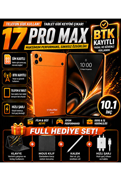 17 Pro Max Tablet Telefon Özellikli Sim Kartlı BTK Kayıtlı Full Hediye Setli