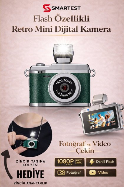 Mini Dijital Flashlı Kamera Selfie Video Vlog Kamerası Mini Anahtarlık 1080P