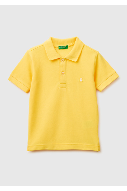 Boy's Yellow Logo Pique Polo T-Shirt