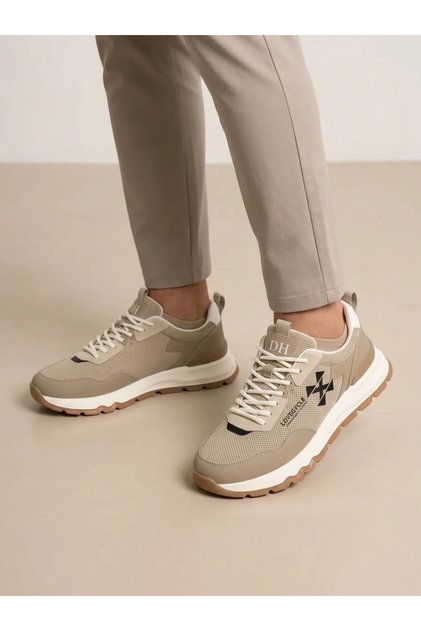 Erkek Ortopedik Hafif Tabanlı Bej Sneaker Spor Ayakkabı