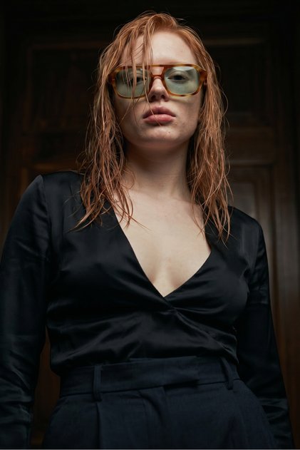 Drave Orange Leopard Green Sunglasses