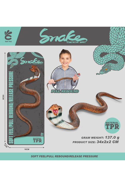 Figurina elastica Sarpe Cobra, jucarie senzoriala pentru copii, 34 cm, ZJA390862, 3