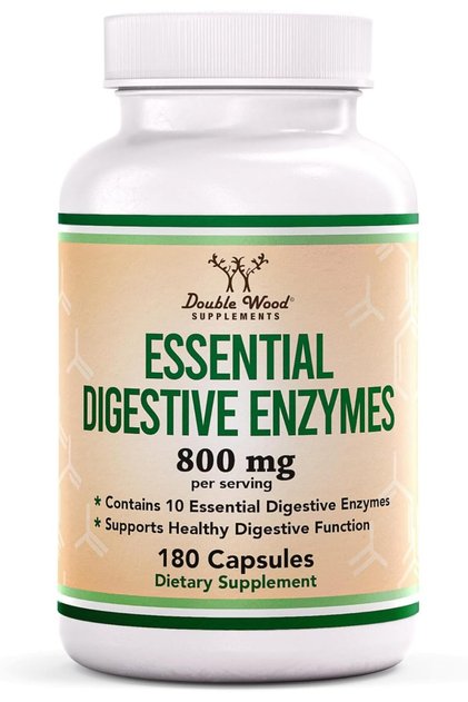 Digestive Enzymes - 800mg Blend of 10 Essential Digestive & Pancreatic Enzymes by Double Wood