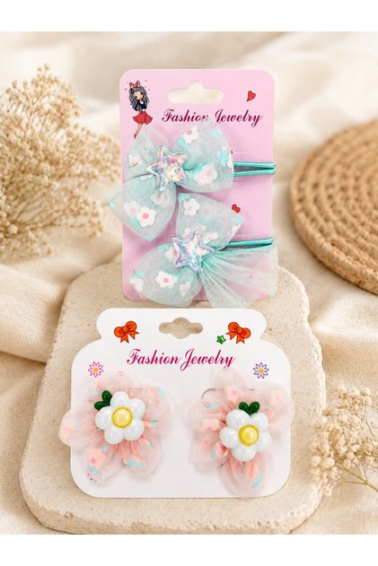 Girl's Mint Green Tulle Bow and Daisy Hairpin Set