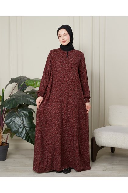 Tesettür Giyim Anne Elbises Namaz Elbissi Viskon Çiçek Boydan Elbise V Roba Balık Elbise Büyük Beden