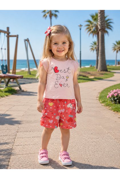 Girl's Summer Shorts Set Printed Cotton Two-Piece Set 1-4 Years Old