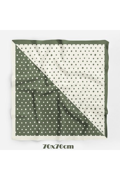 İkilem Puantiye Desen 70*70cm Bandana/Fular