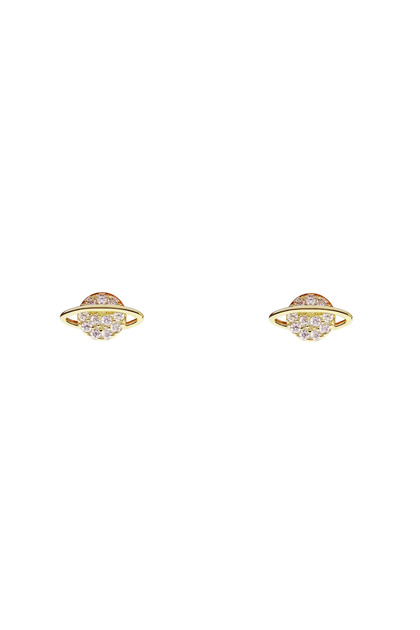Cercei Argint Saturn Argint placat cu aur galben / Zircon / Alb