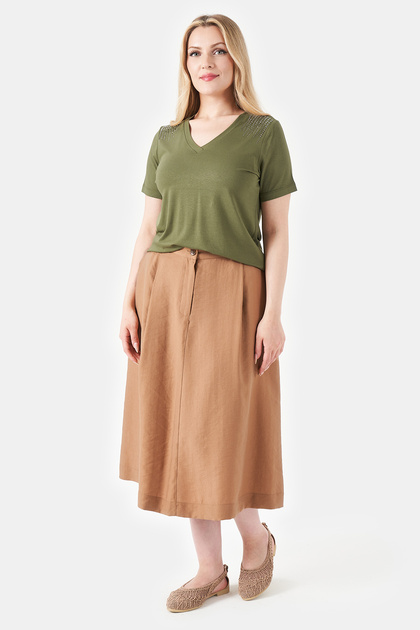 20044 Biscuit Lyocell Fabric Sports Skirt with Elastic Waist