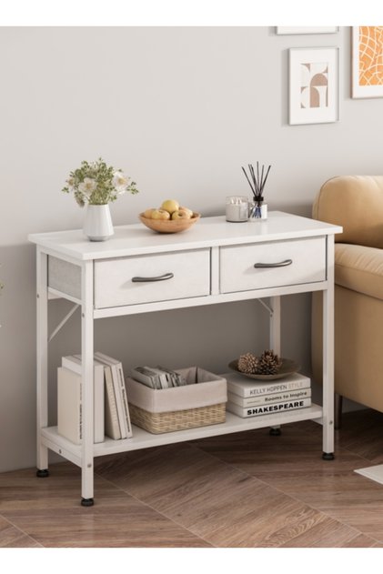 Console Table with 2 Drawers and Storage Shelf Modern Entryway Table for Living Room
