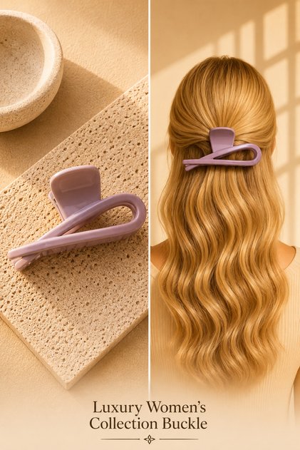 Women's Luxury Brass Hair Clip with Latch - Solid Color Hair Accessory