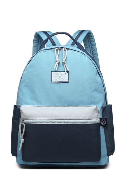 Large Size Waterproof Fabric Colorful School Bag with Laptop Compartment Blue/Navy Blue