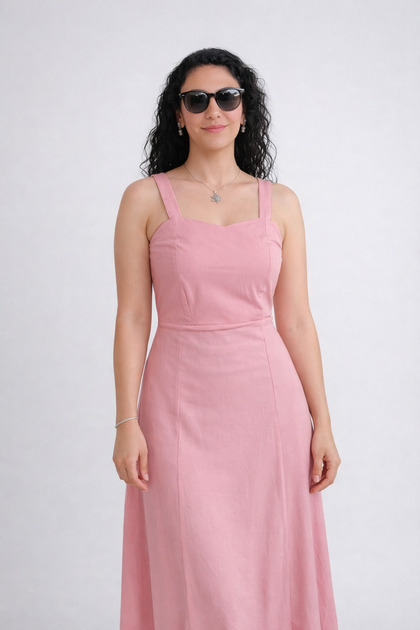 Premium Strappy Sweetheart Neck Midi Dress
